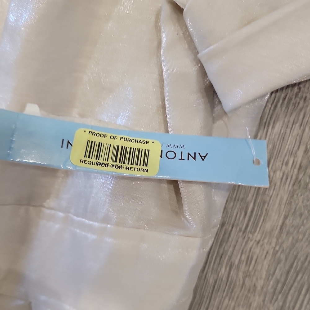 ANTONIO MELANI Cream Metallic Sheen Faux Wrap Dress - Picture 14 of 14